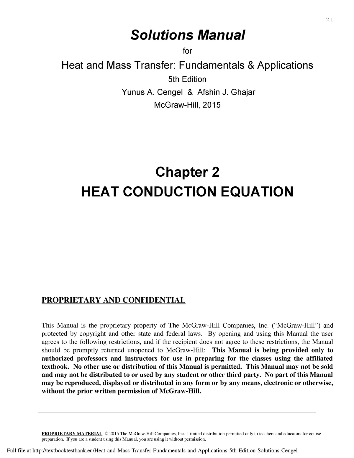 heat transfer 5th edition