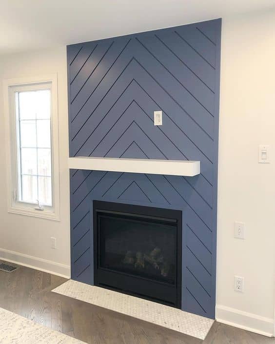 herringbone shiplap fireplace