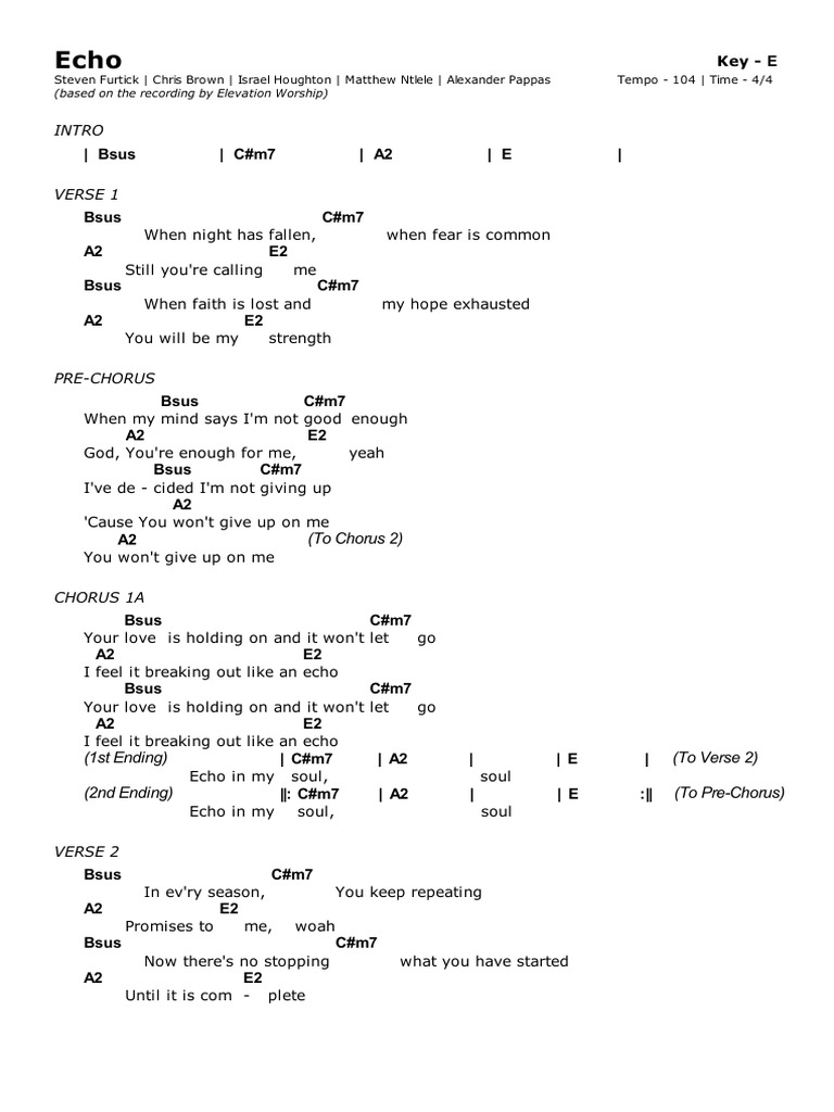 echo elevation worship chords