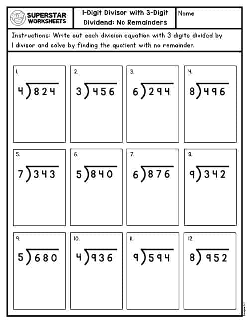 long division practice worksheets