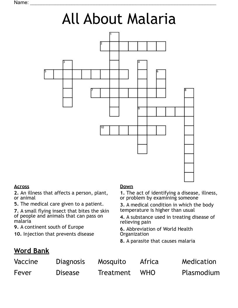 malaria fever crossword clue