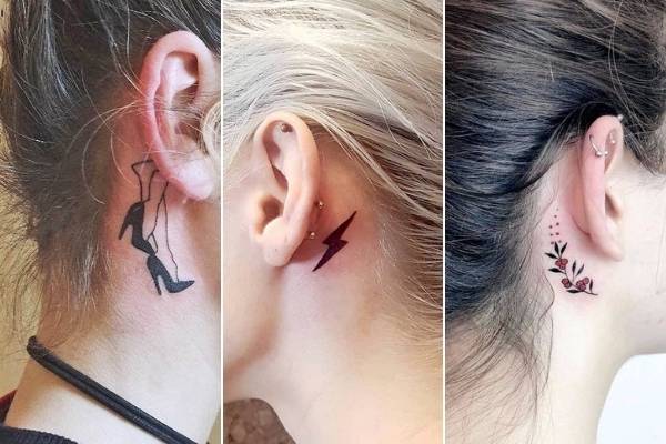 womens back of the ear tattoo