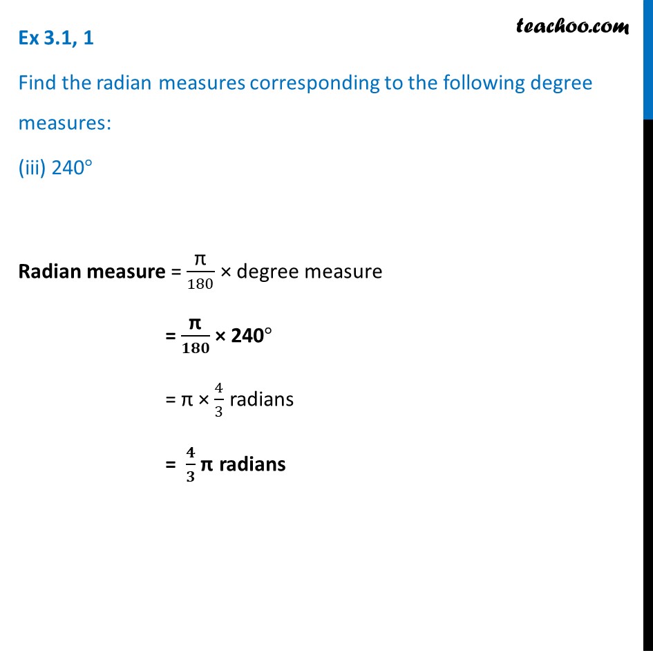 convert 240 degree into radian