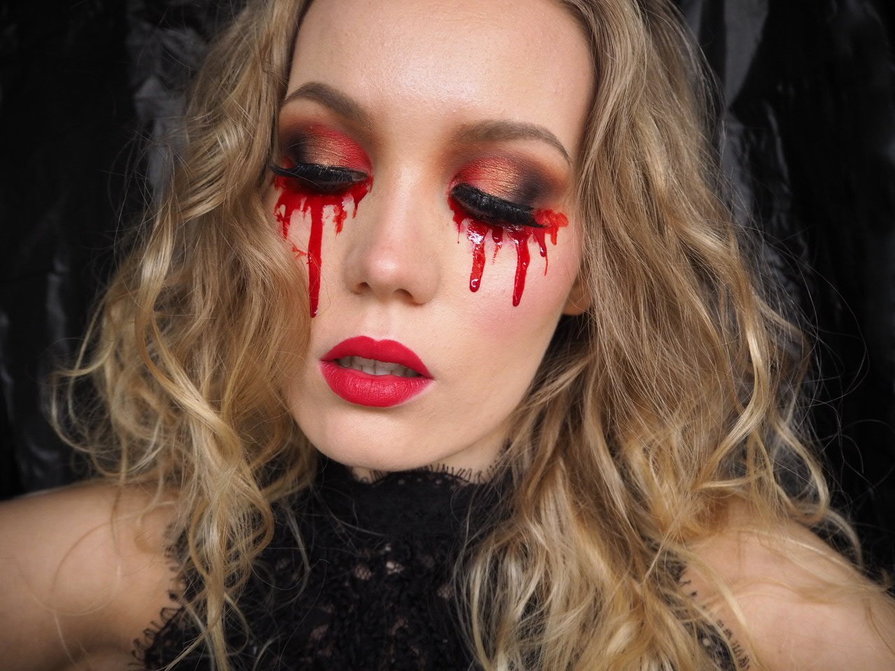 blood and glitter makeup