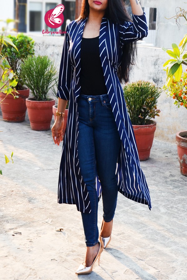 navy blue long shrug