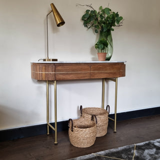 curved marble console table