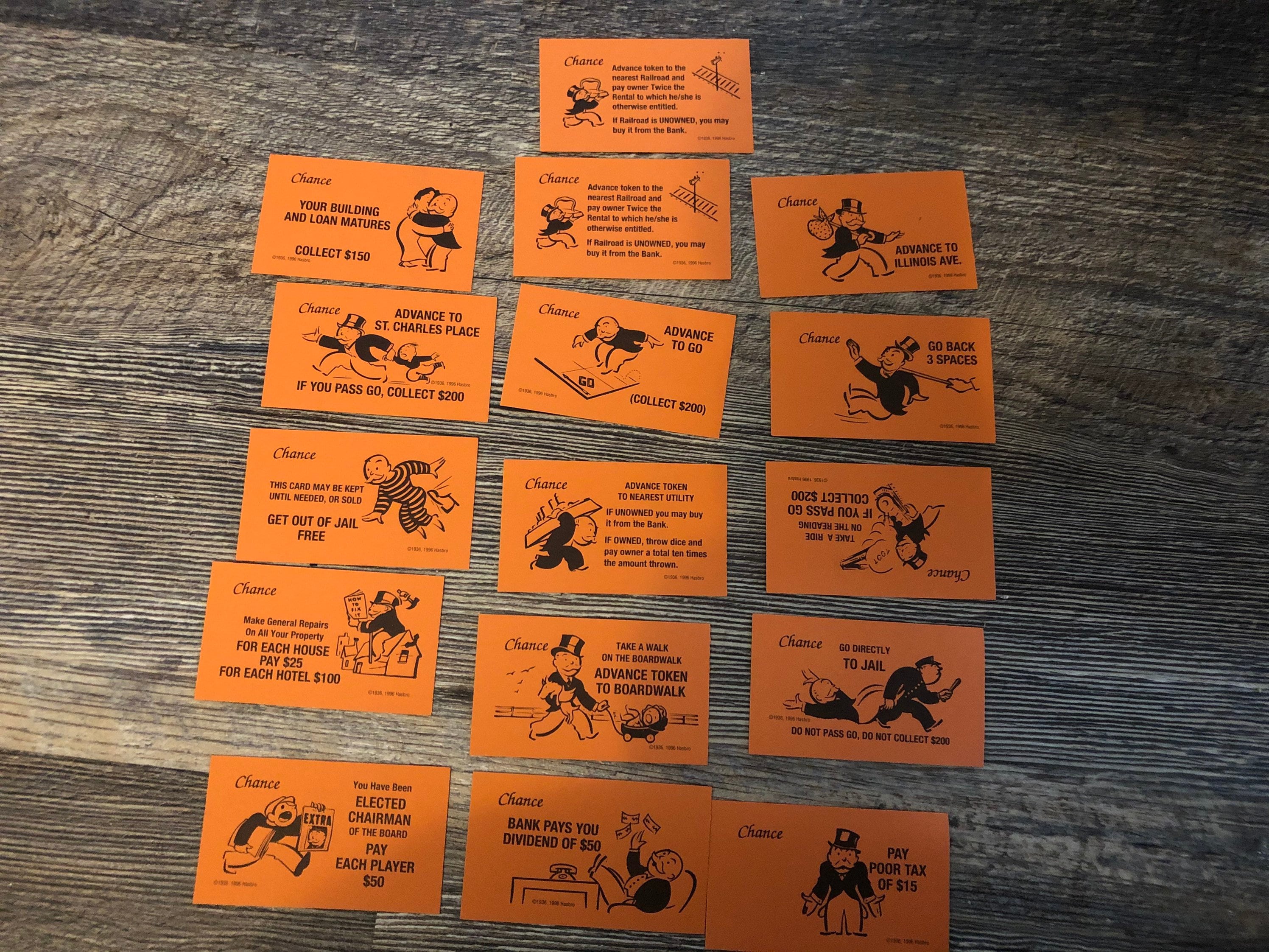 chance cards from monopoly