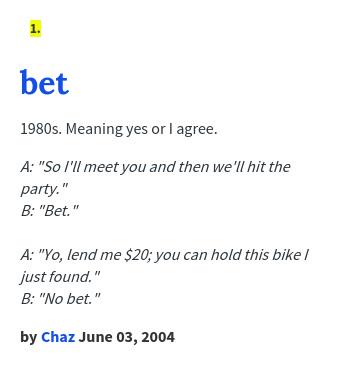 bet meaning slang origin