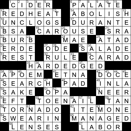 entertainer crossword clue