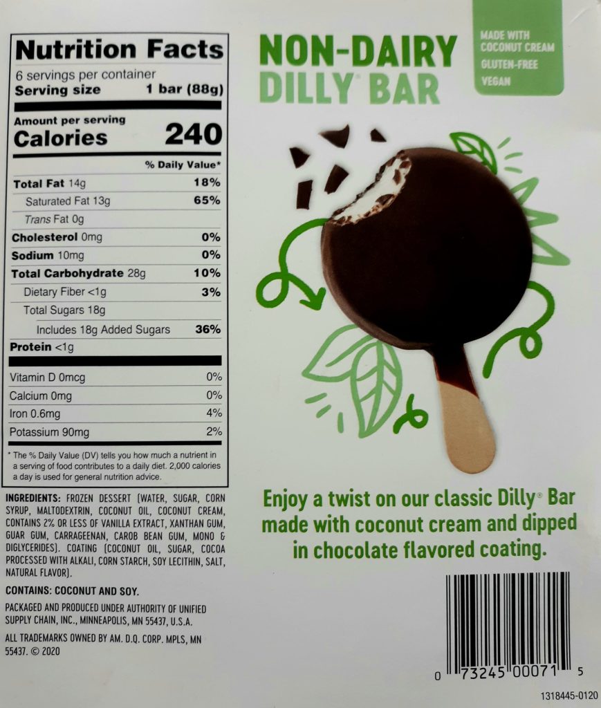 how many calories in a dilly bar