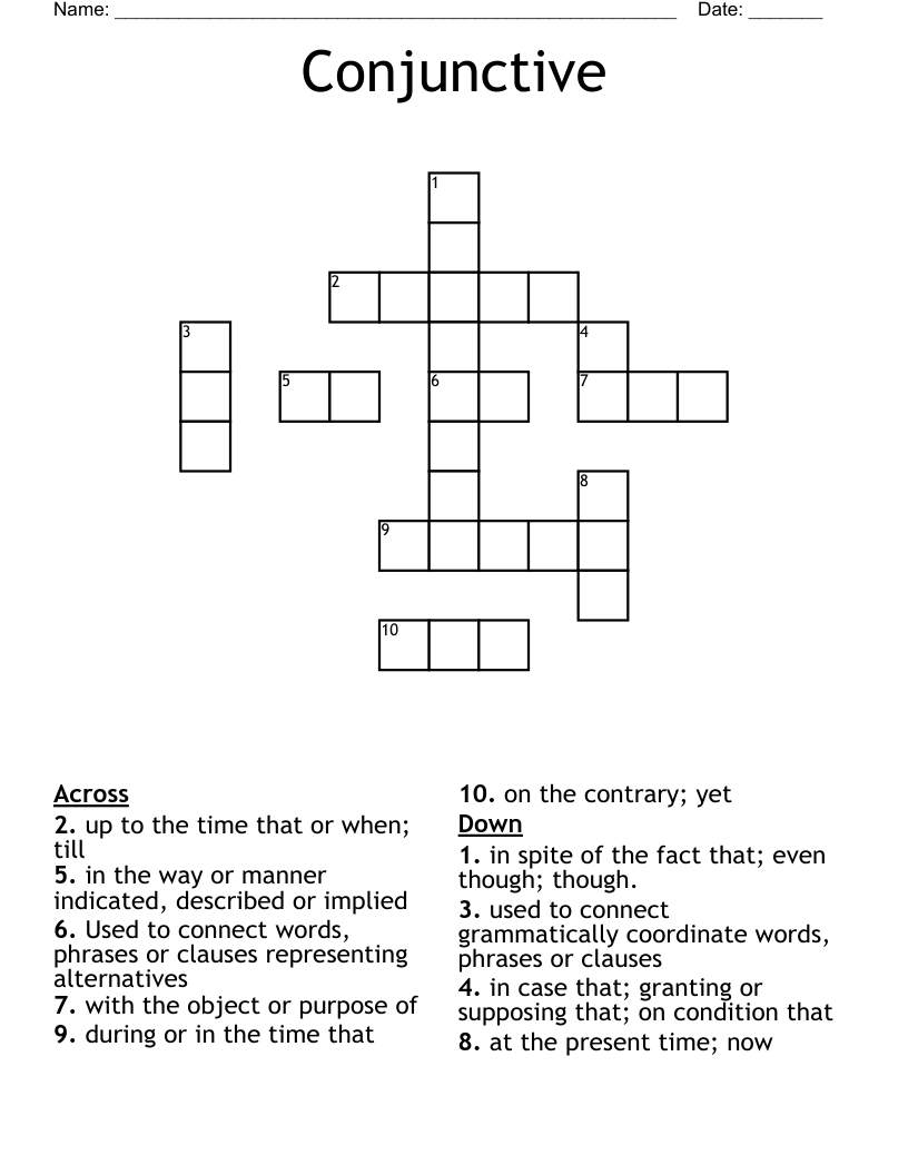 crossword clue conjunction
