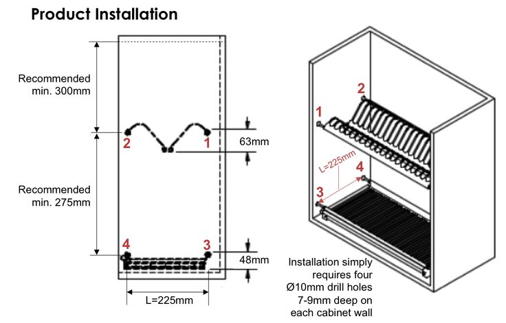 dish rack cabinet size