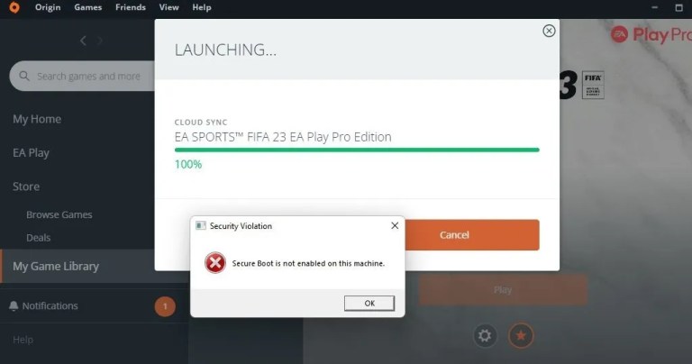 fifa 23 secure boot is not enabled
