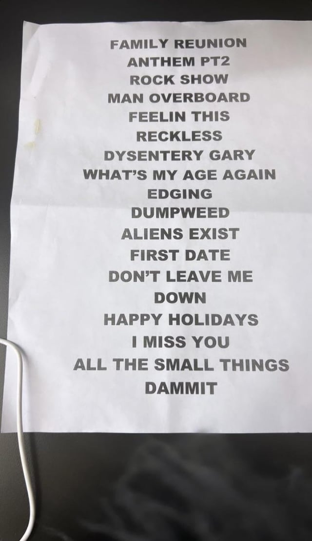 setlist blink 182