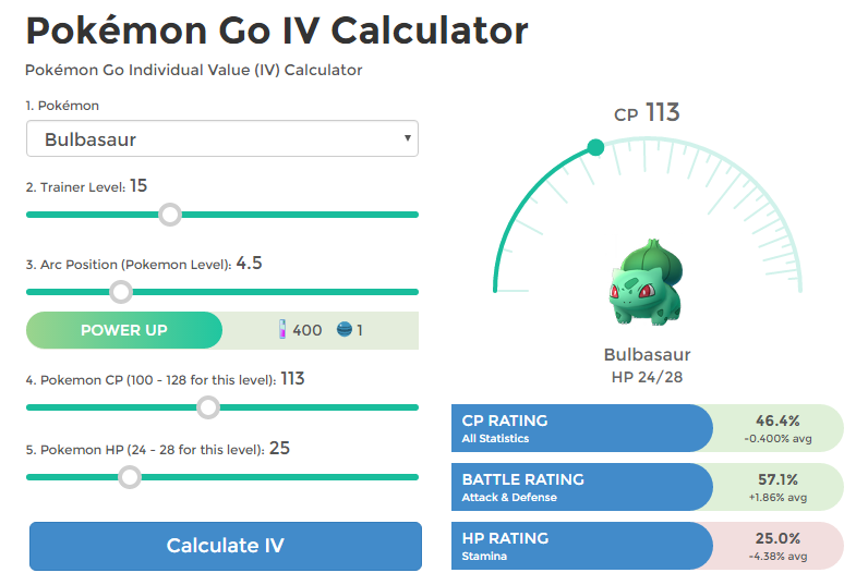 pokemon calculator pokemon go