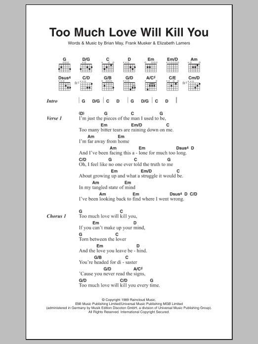 too much love lyrics