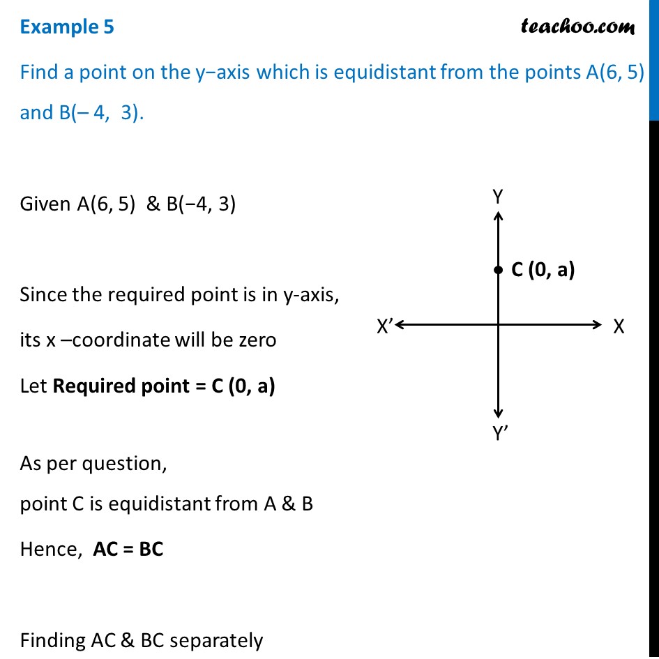 find the point on y axis which is equidistant from