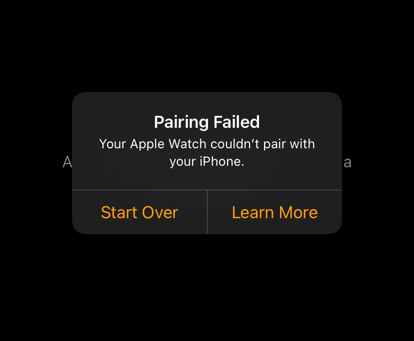 pairing failed apple watch