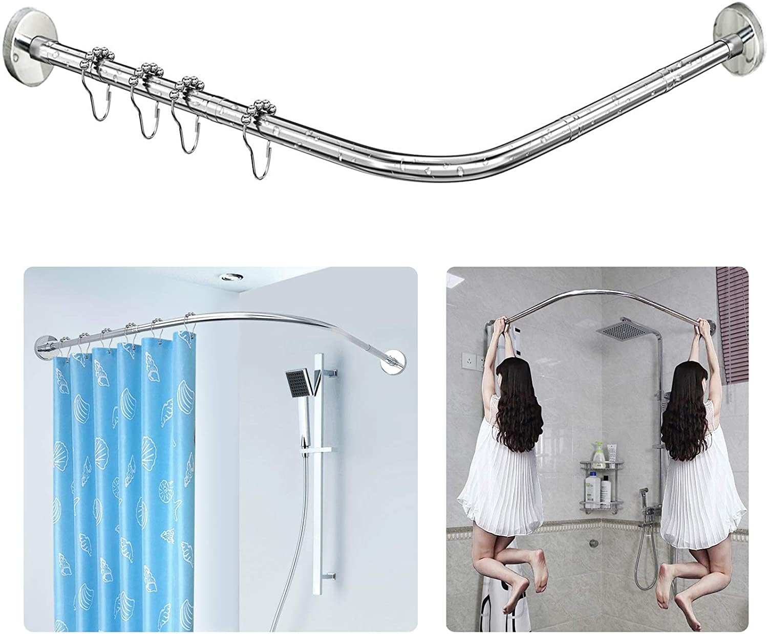 l shaped shower rod