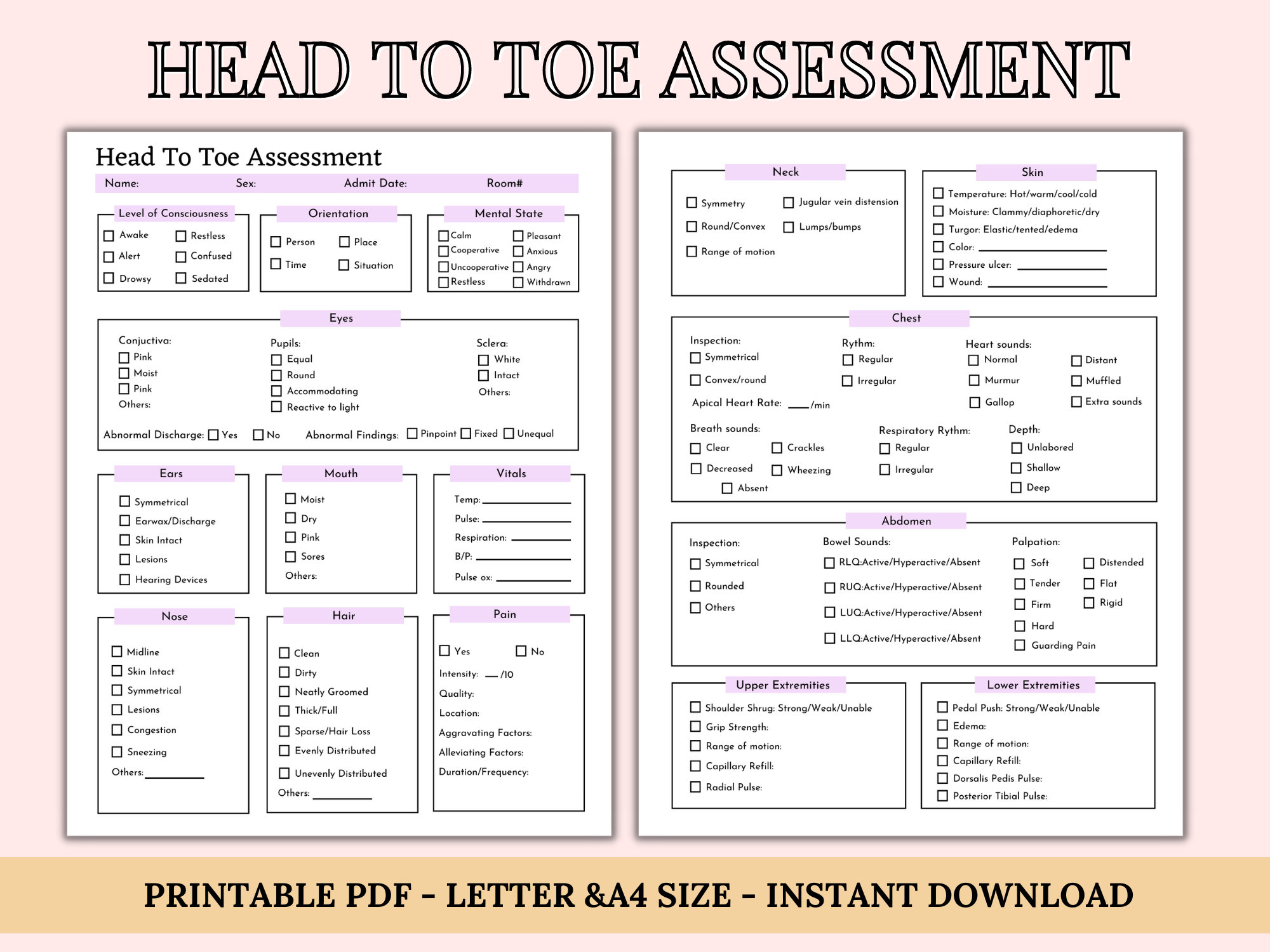 head to toe assessment cheat sheet