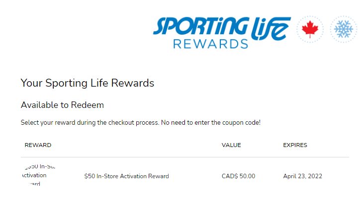 sporting life coupon $50