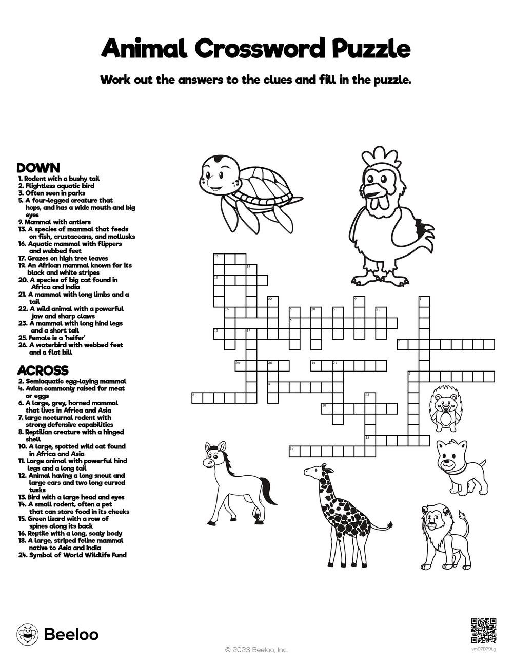 two footed animal crossword