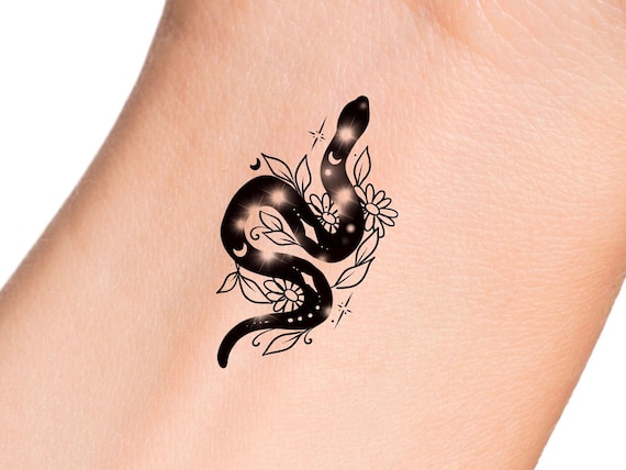 floral snake tattoo