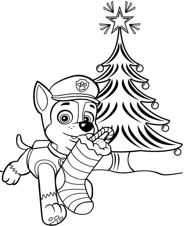 paw patrol coloring pages christmas