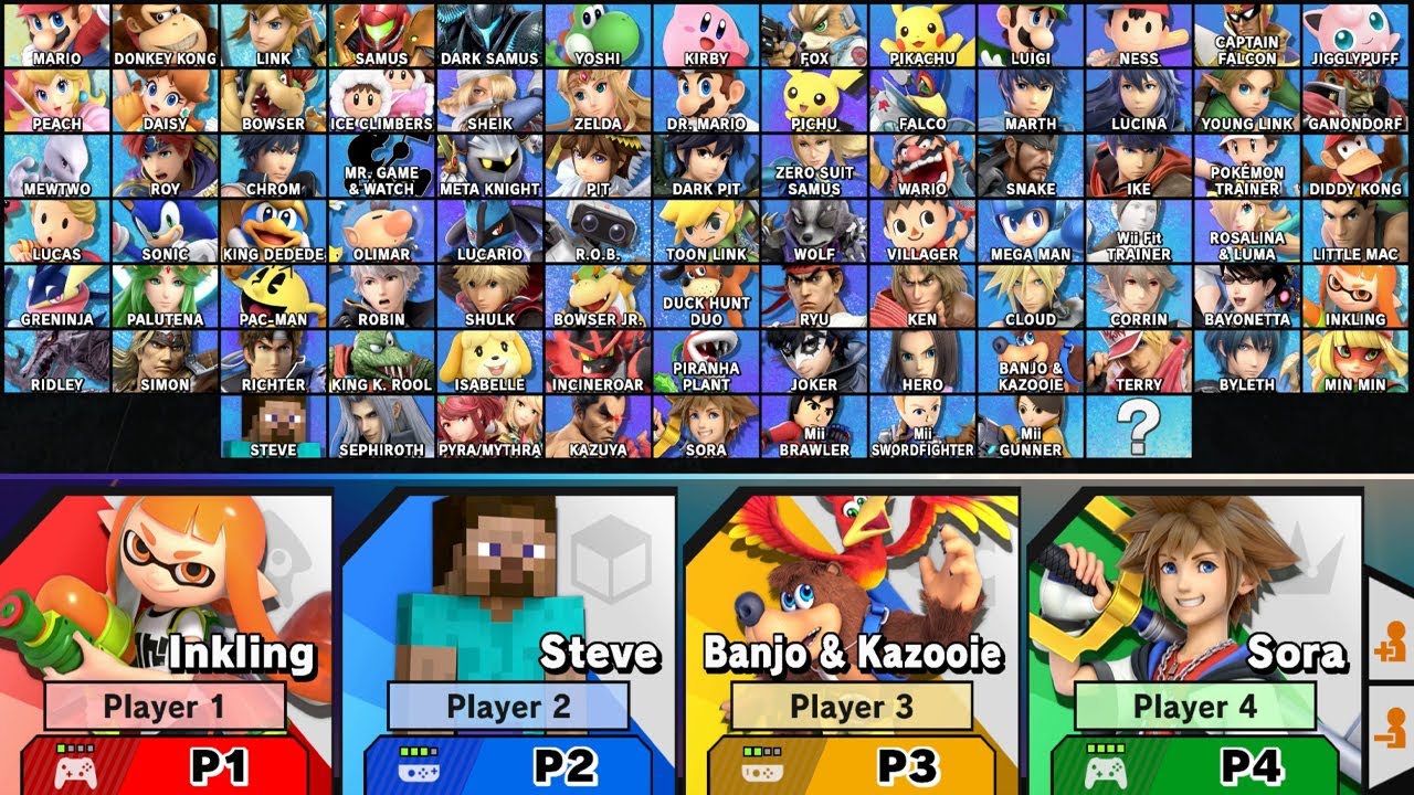 how many characters are in super smash bros