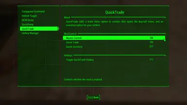 the mod configuration menu