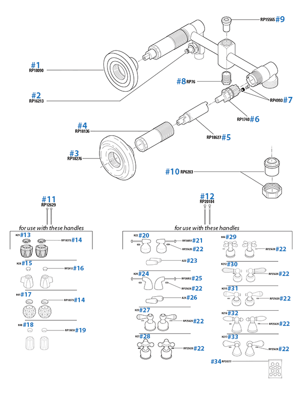 delta shower handle parts