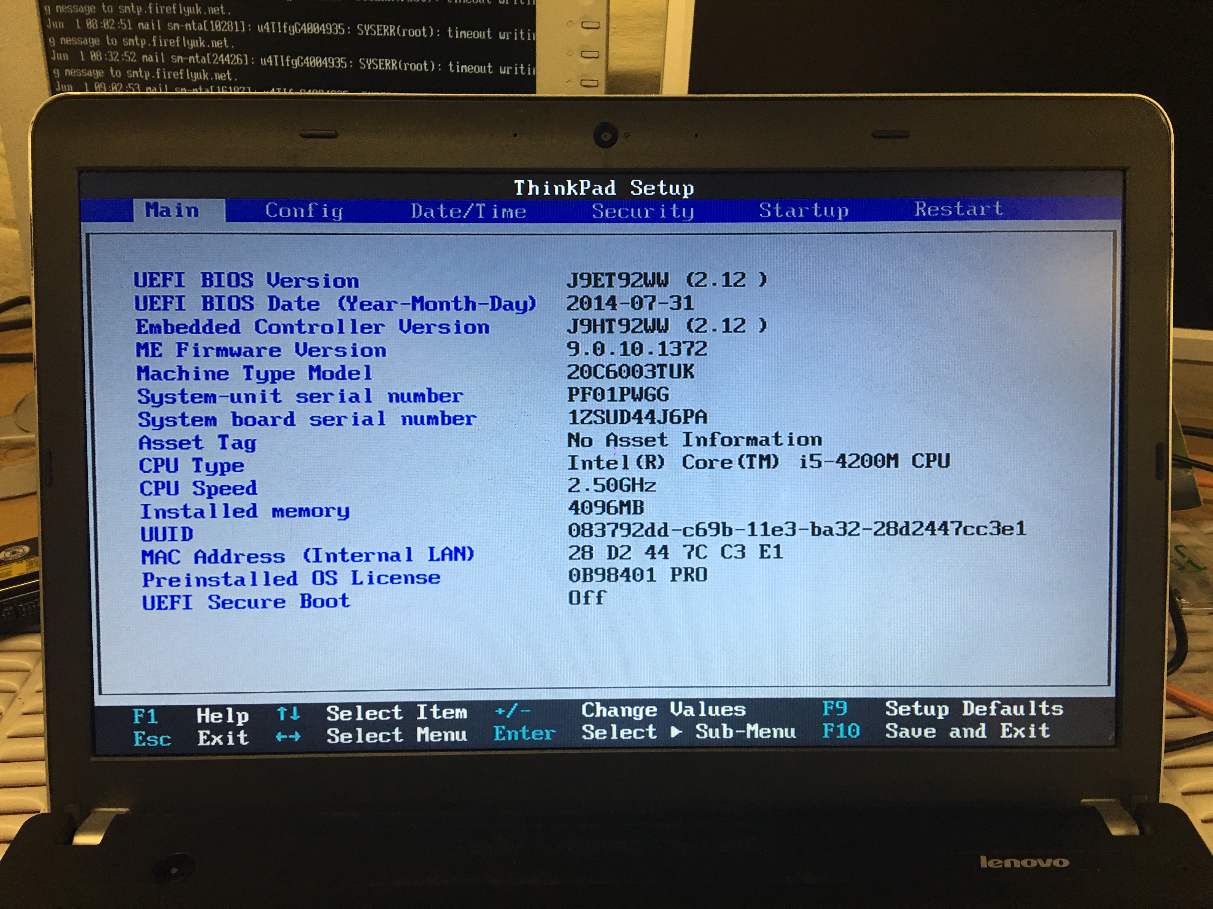 menu bios lenovo