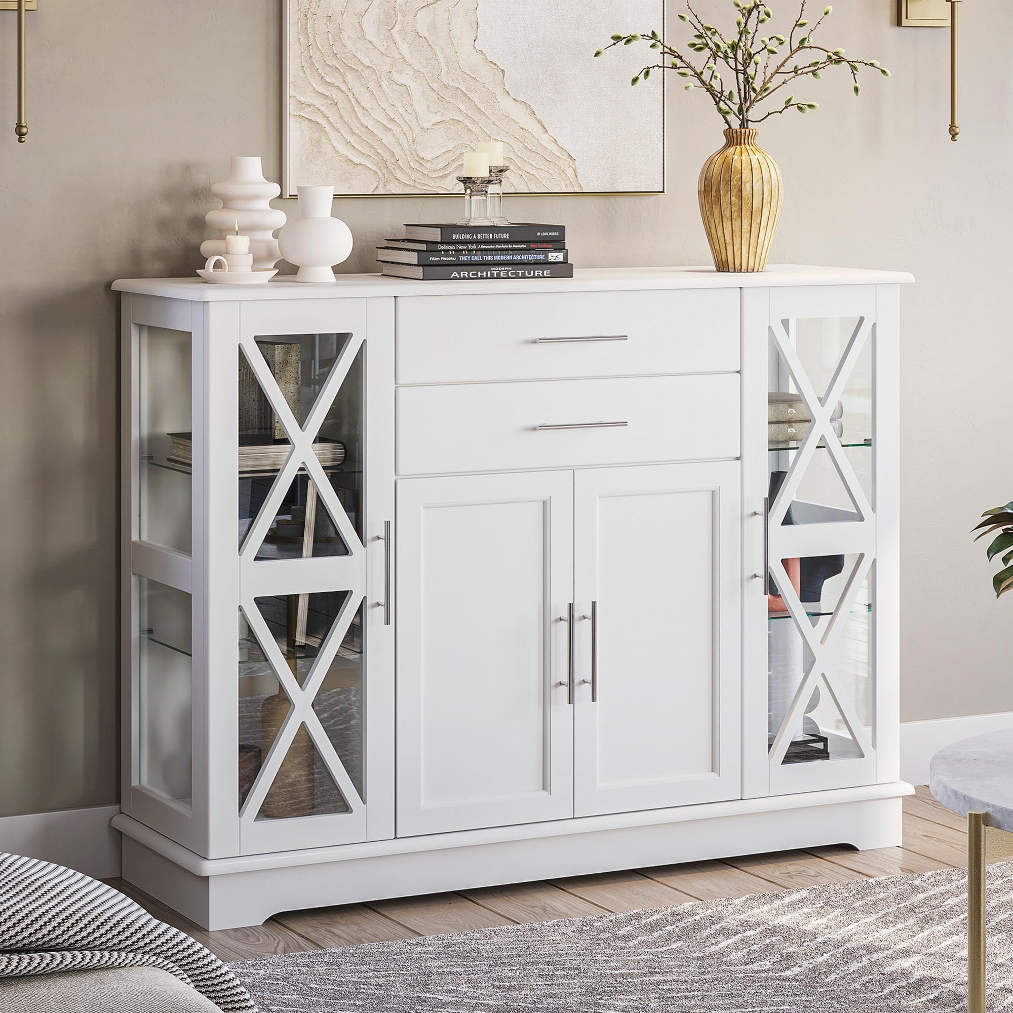 white sideboard buffet cabinet