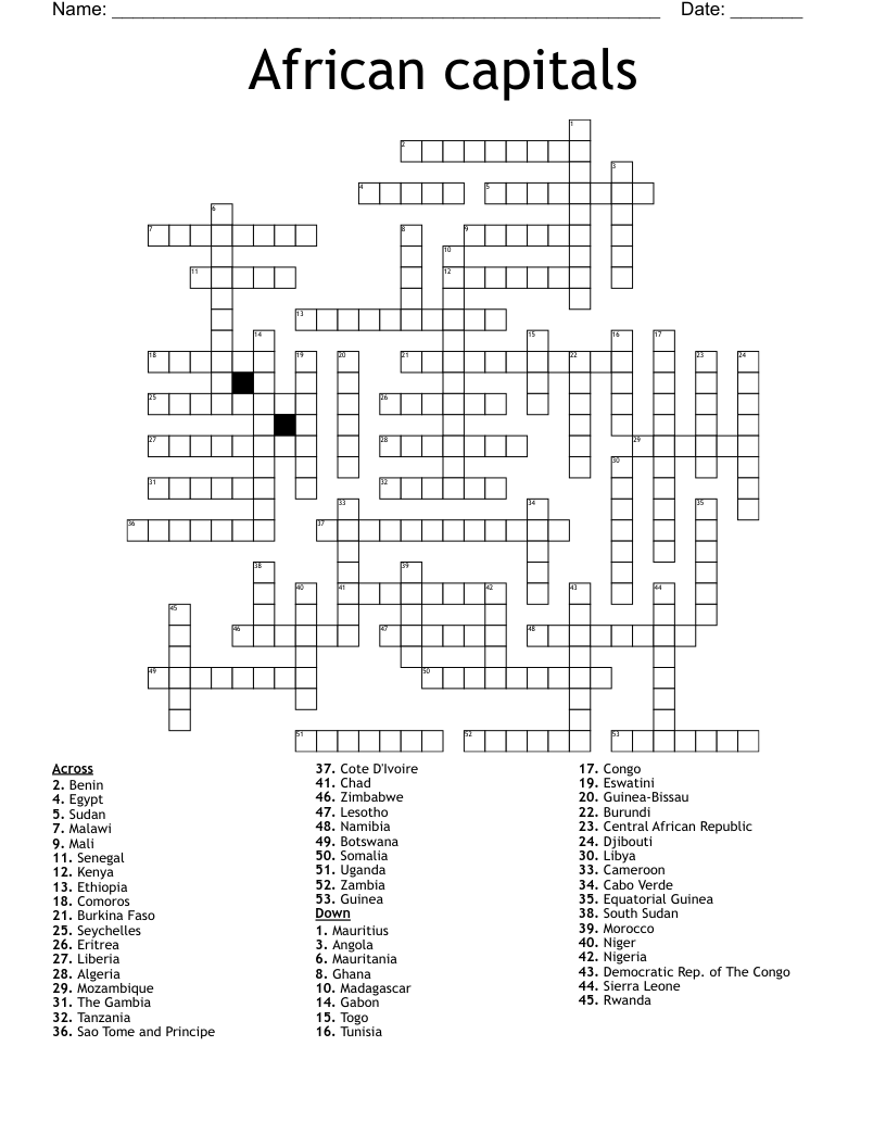 north african capital crossword puzzle