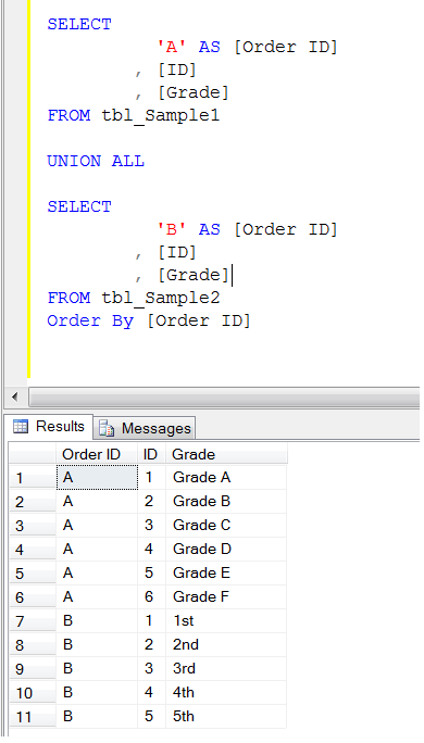 incorrect syntax near the keyword union