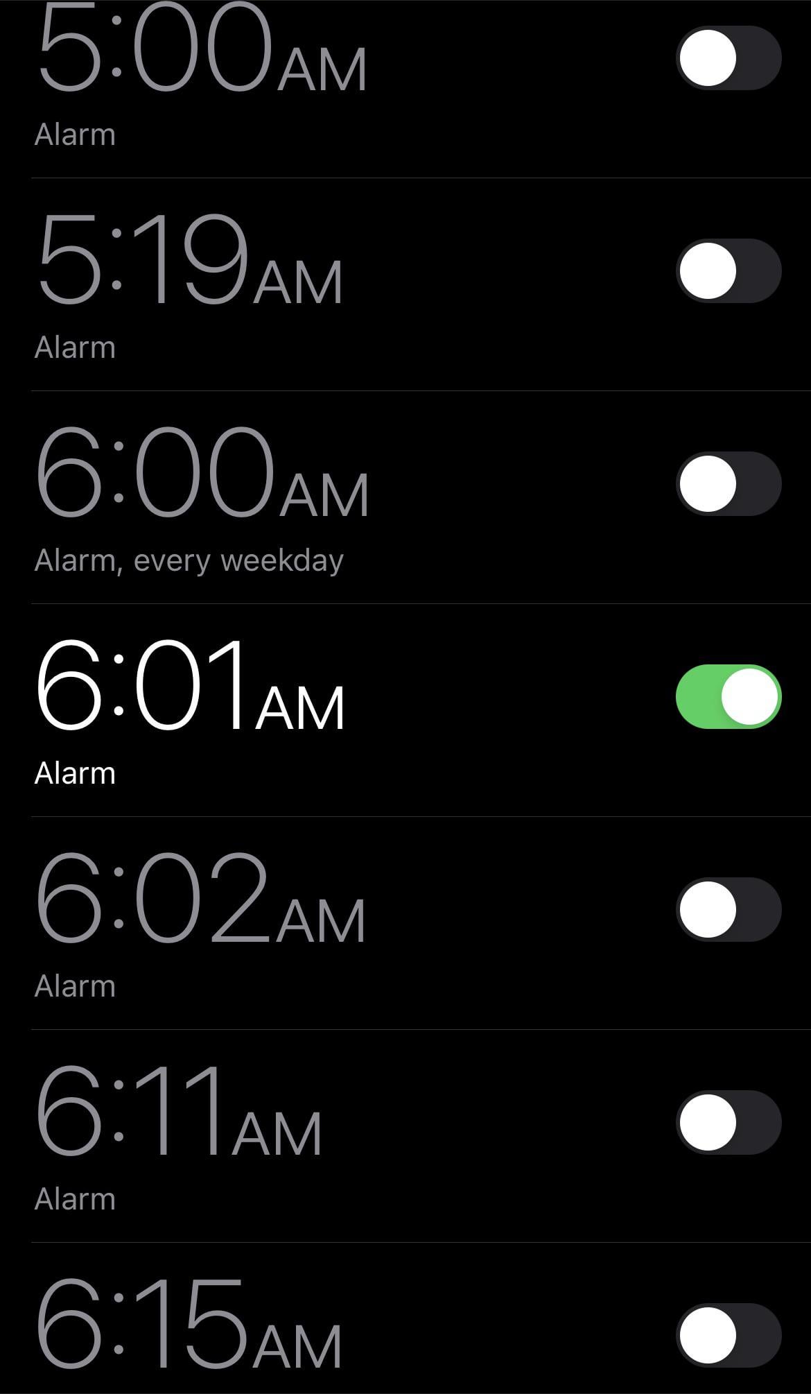 set my alarm to 6