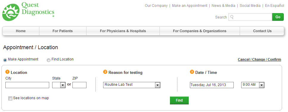 quest diagnostics appointments