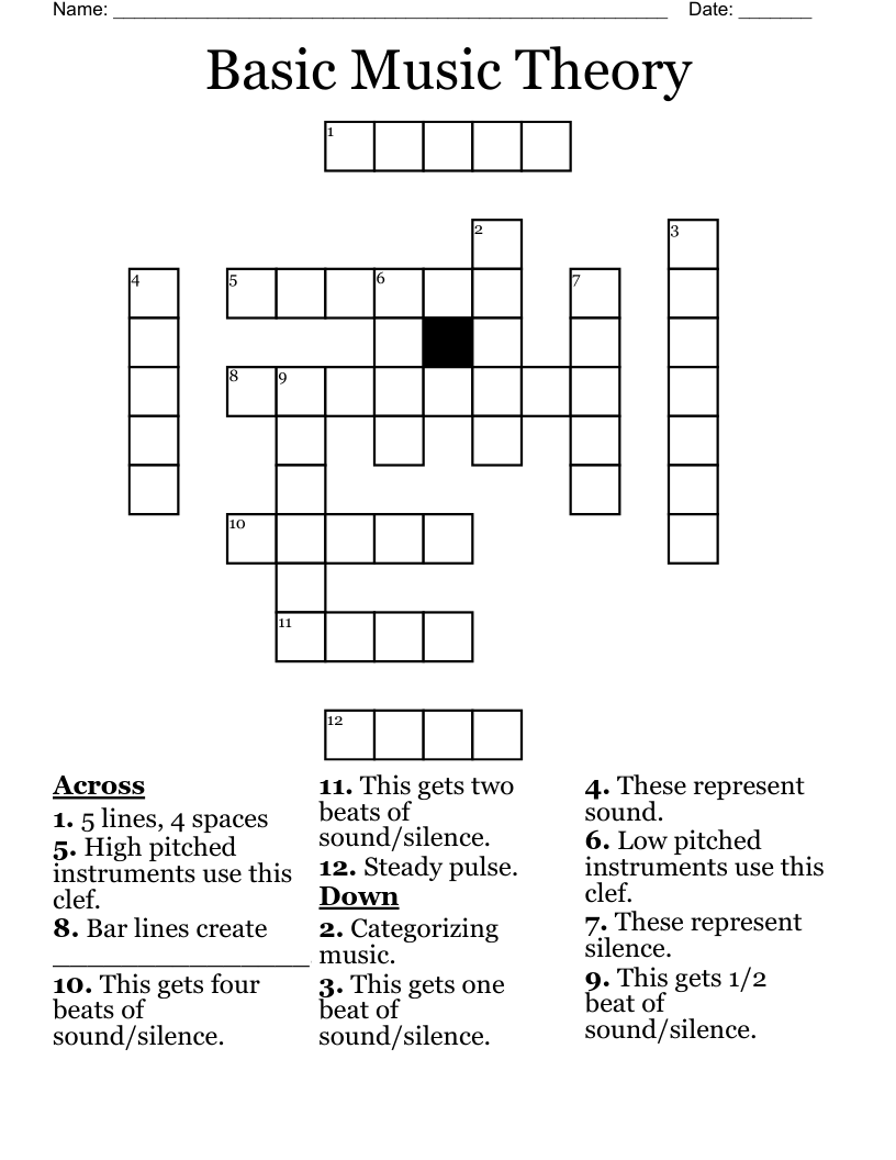 be silent in music crossword