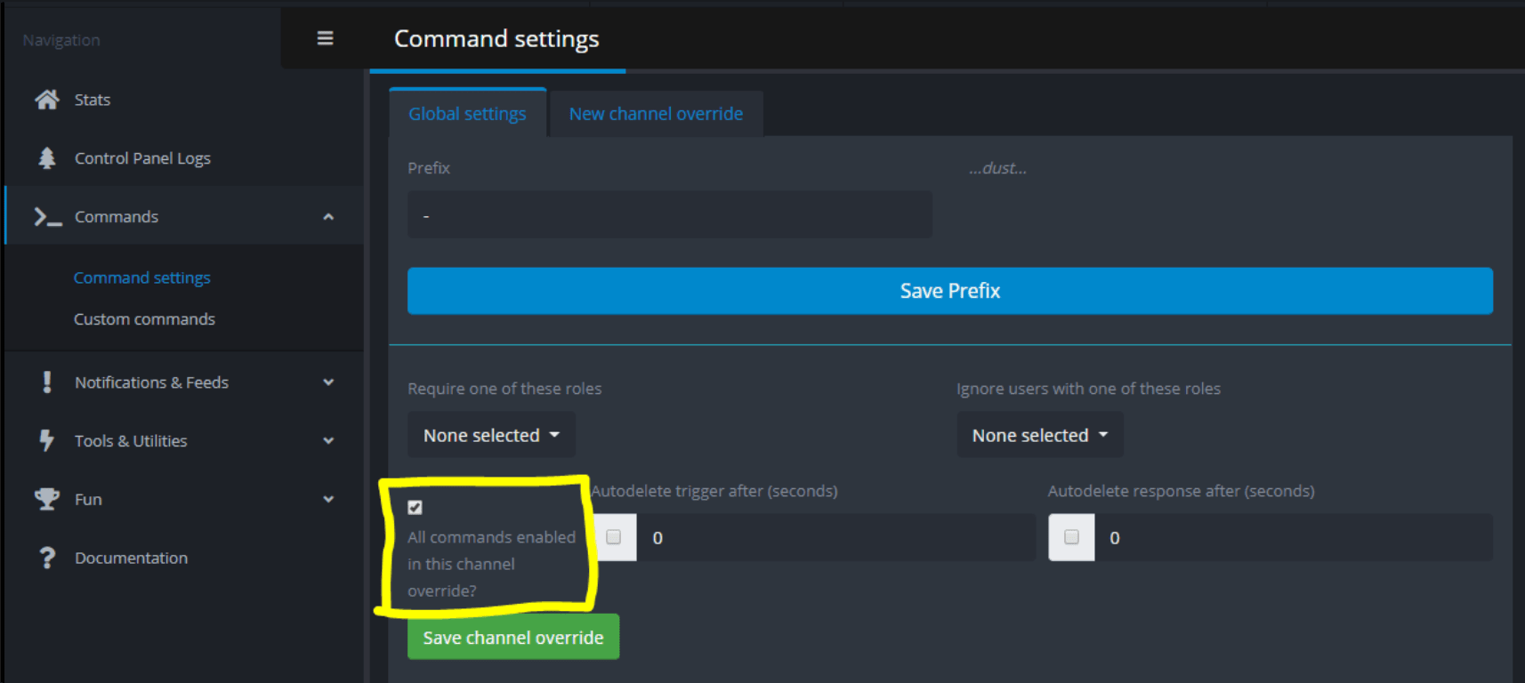 yagpdb commands