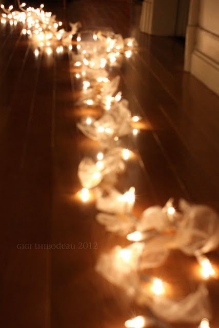 fairy lights wedding aisle