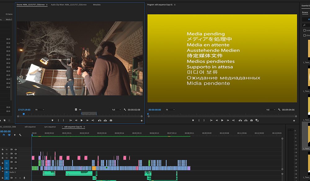 media pending premiere pro