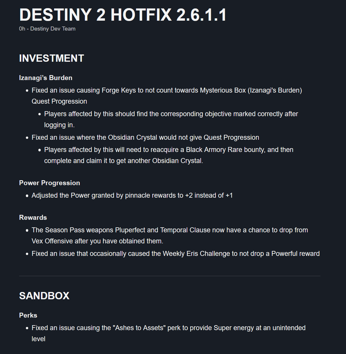 destiny 2 patch notes