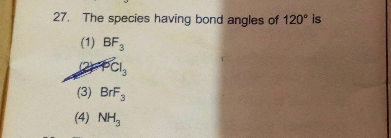 the species having bond angles of 120 is