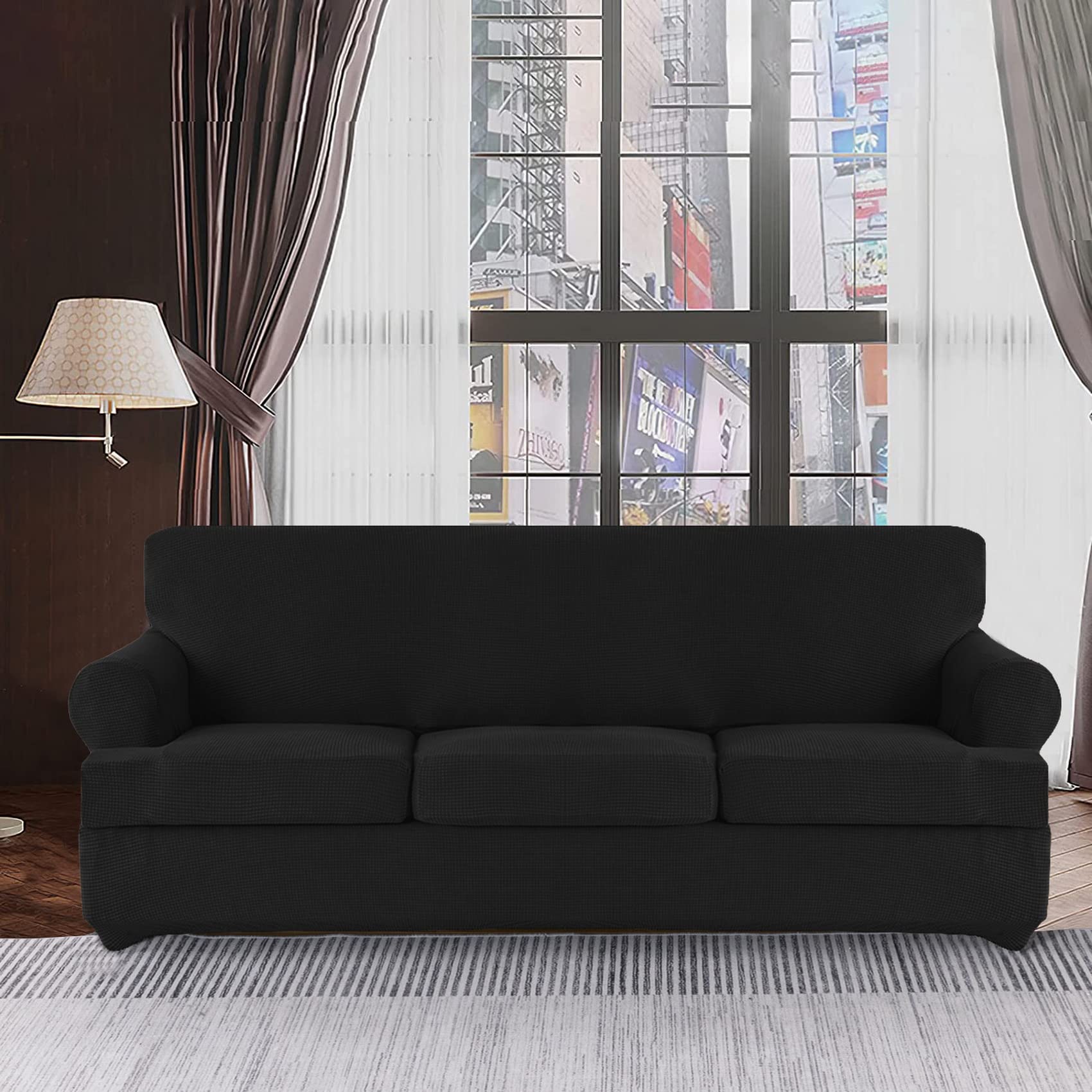 black sofa slipcover