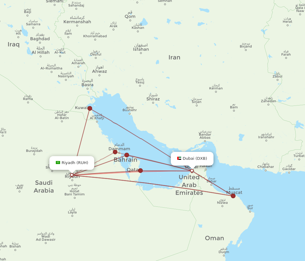 dubai to saudi arabia distance flight