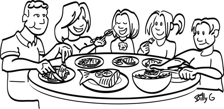 eating clipart black and white