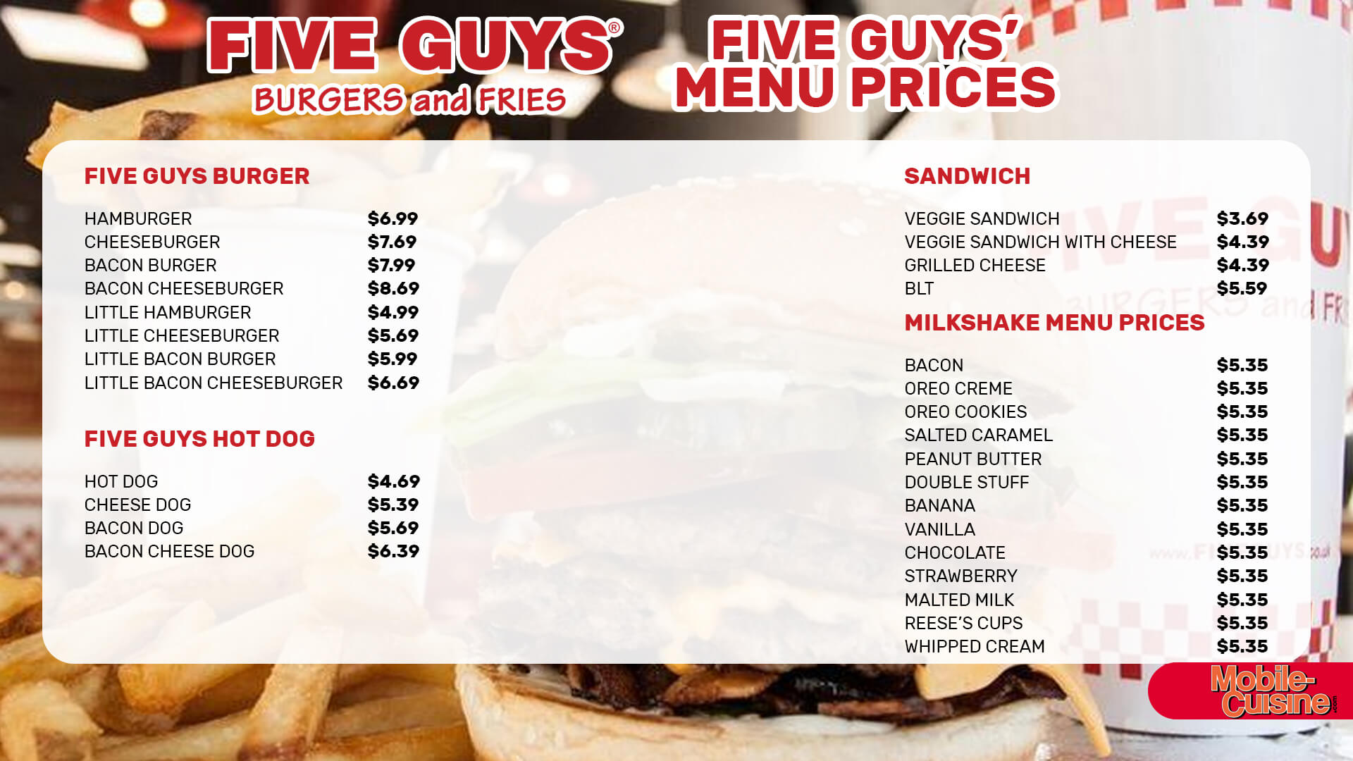 menu five guys