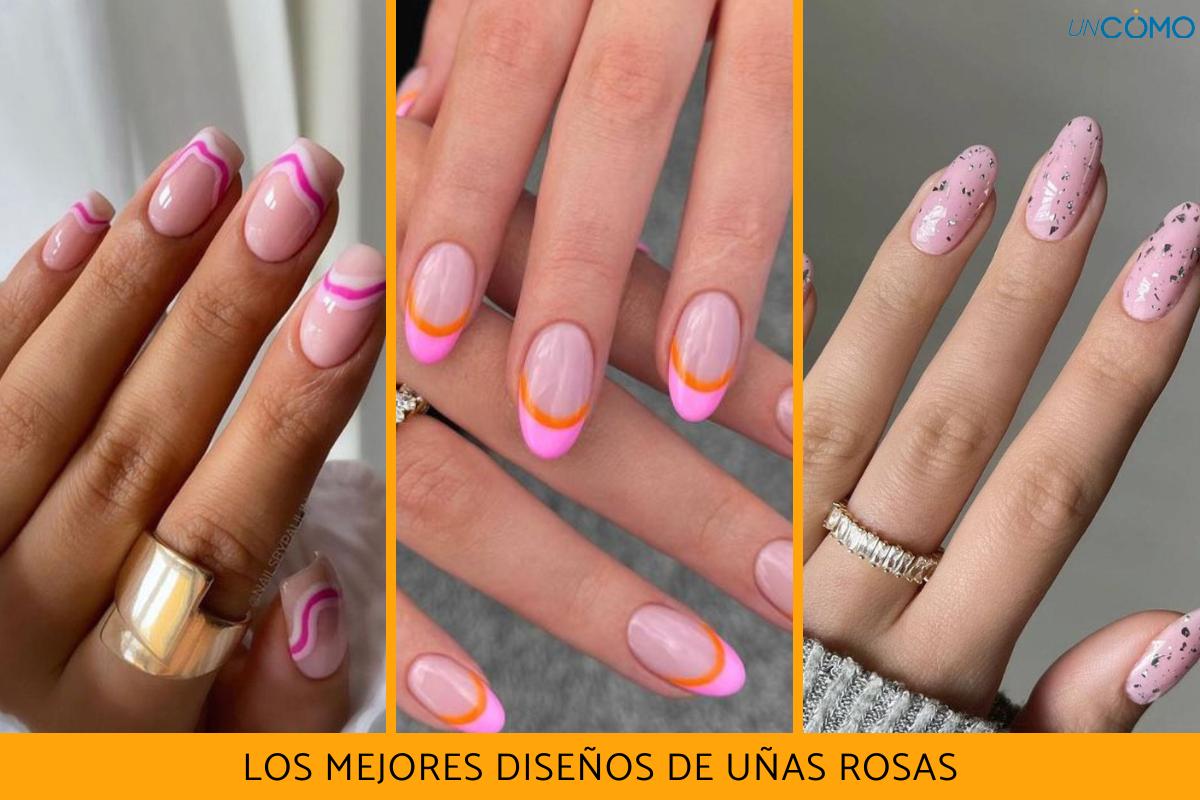 diseño de uñas rosadas