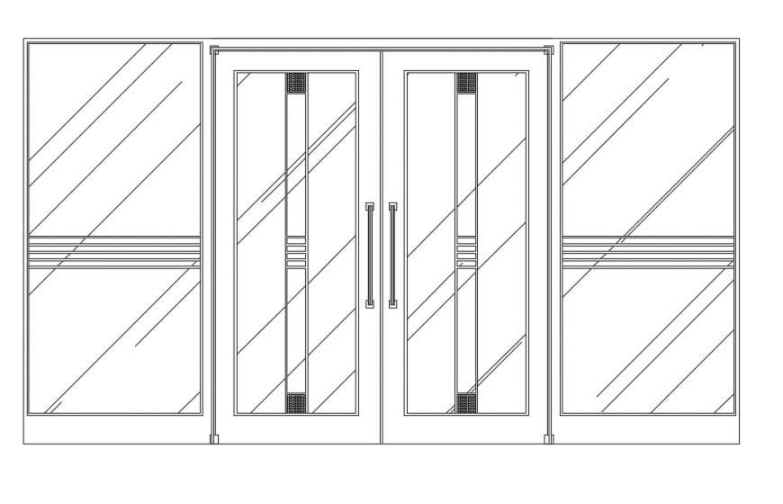 sliding door elevation cad block