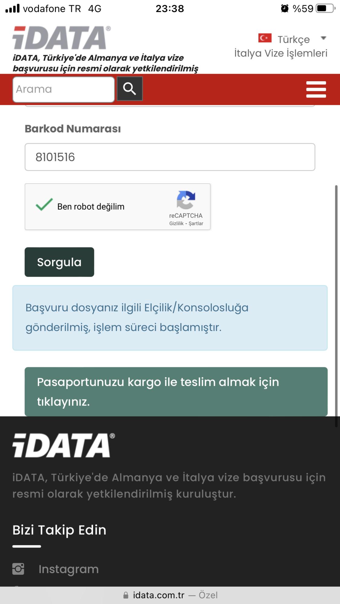 idata takip no